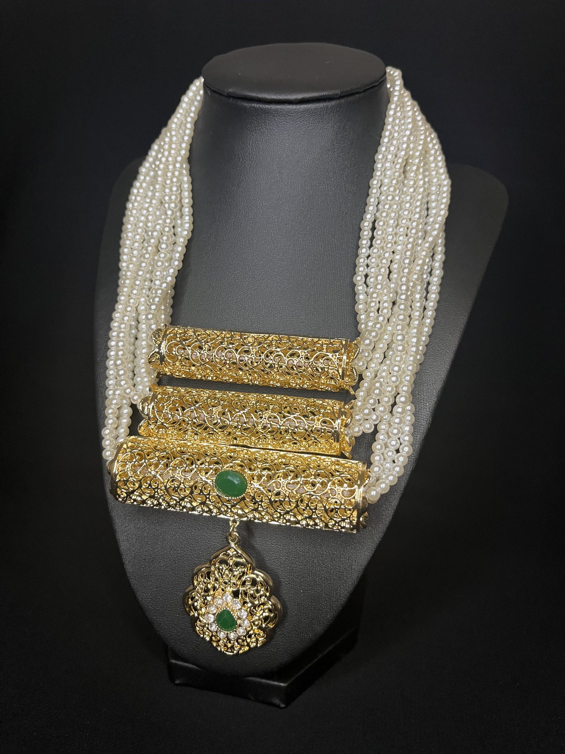 COLLIER 3 CHAÎNES BLANC – Image 2