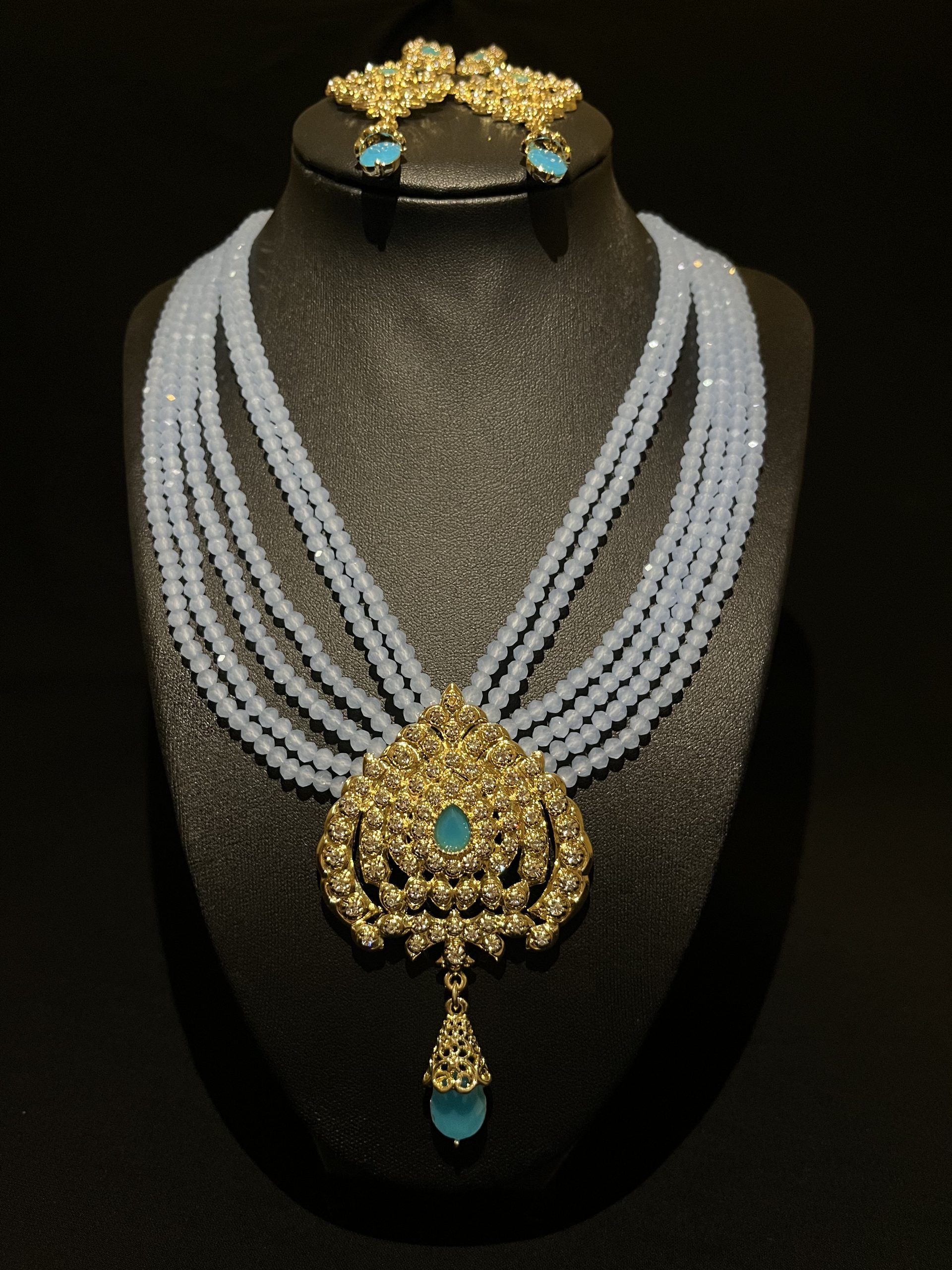 COLLIER PERLE BLEU