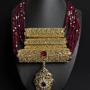 COLLIER 3 CHAÎNES ROUGE